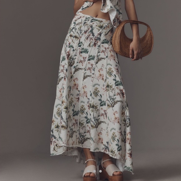 Anthropologie Dresses & Skirts - NWT: Creamy White Floral Swirl Seamed Maxi Skirt (4)